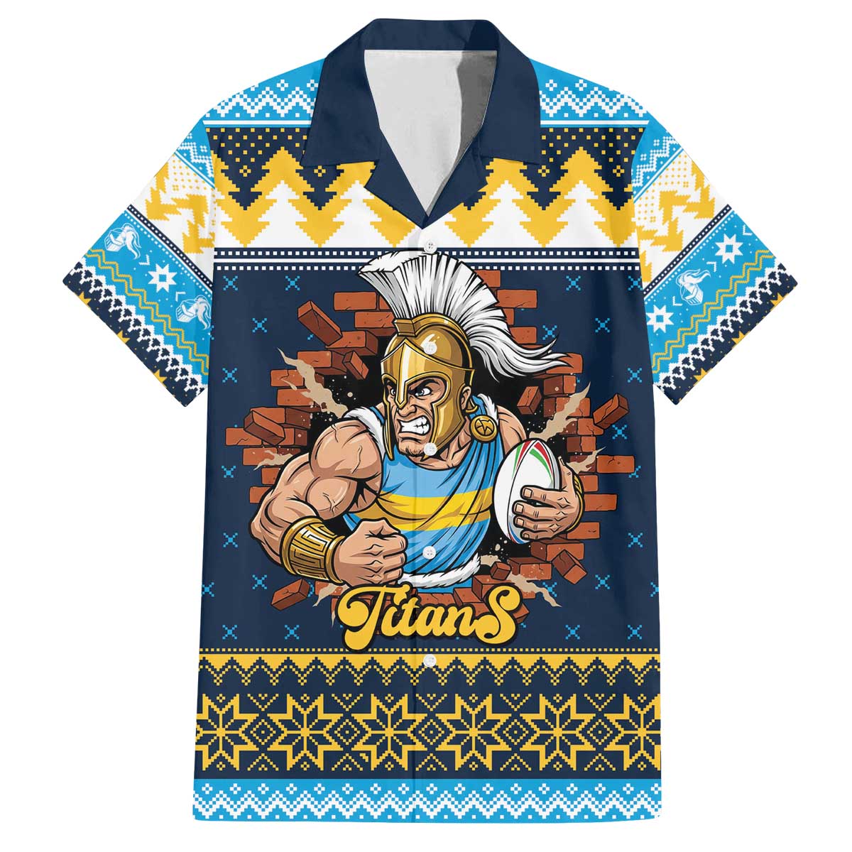 Santa’s Titan Warrior Personalized Family Matching Off The Shoulder Long Sleeve Dress and Hawaiian Shirt Christmas Rugby League Spirit - Aussie Hoodie