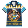 Santa’s Titan Warrior Personalized Family Matching Off The Shoulder Long Sleeve Dress and Hawaiian Shirt Christmas Rugby League Spirit - Aussie Hoodie