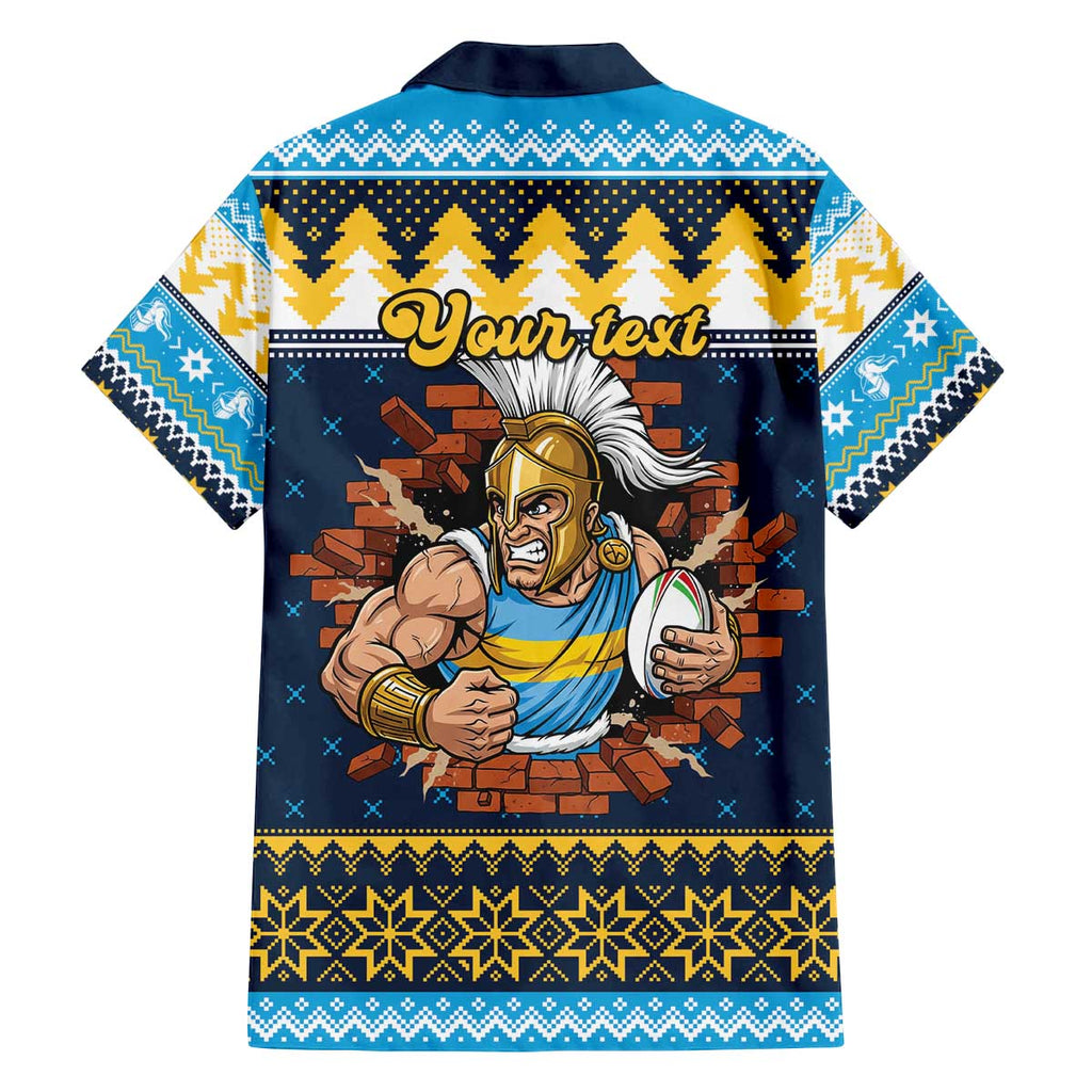 Santa’s Titan Warrior Personalized Family Matching Off The Shoulder Long Sleeve Dress and Hawaiian Shirt Christmas Rugby League Spirit - Aussie Hoodie