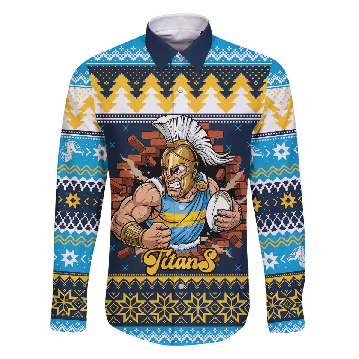 Santa’s Titan Warrior Personalized Family Matching Off The Shoulder Long Sleeve Dress and Hawaiian Shirt Christmas Rugby League Spirit - Aussie Hoodie