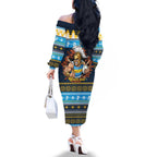 Santa’s Titan Warrior Personalized Family Matching Off The Shoulder Long Sleeve Dress and Hawaiian Shirt Christmas Rugby League Spirit - Aussie Hoodie