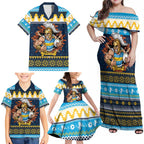 Santa’s Titan Warrior Personalized Family Matching Off Shoulder Maxi Dress and Hawaiian Shirt Christmas Rugby League Spirit - Aussie Hoodie