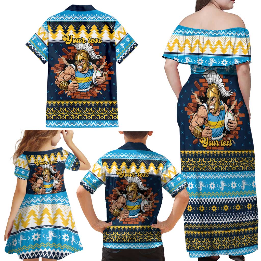Santa’s Titan Warrior Personalized Family Matching Off Shoulder Maxi Dress and Hawaiian Shirt Christmas Rugby League Spirit - Aussie Hoodie