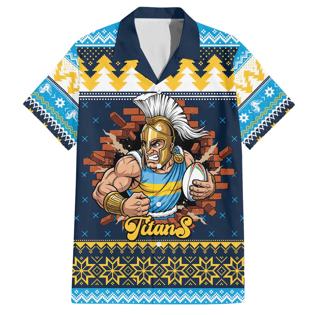 Santa’s Titan Warrior Personalized Family Matching Off Shoulder Maxi Dress and Hawaiian Shirt Christmas Rugby League Spirit - Aussie Hoodie