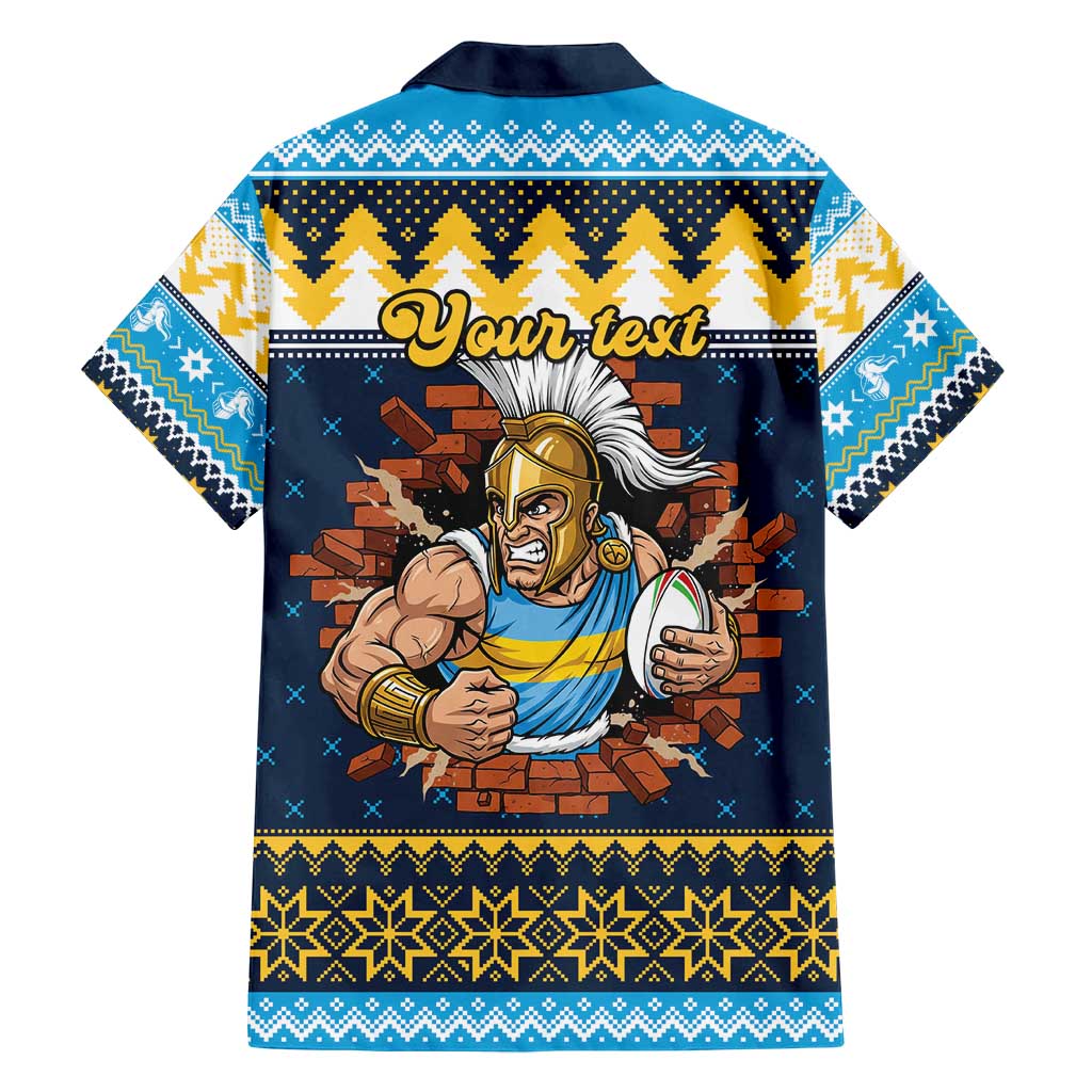Santa’s Titan Warrior Personalized Family Matching Off Shoulder Maxi Dress and Hawaiian Shirt Christmas Rugby League Spirit - Aussie Hoodie