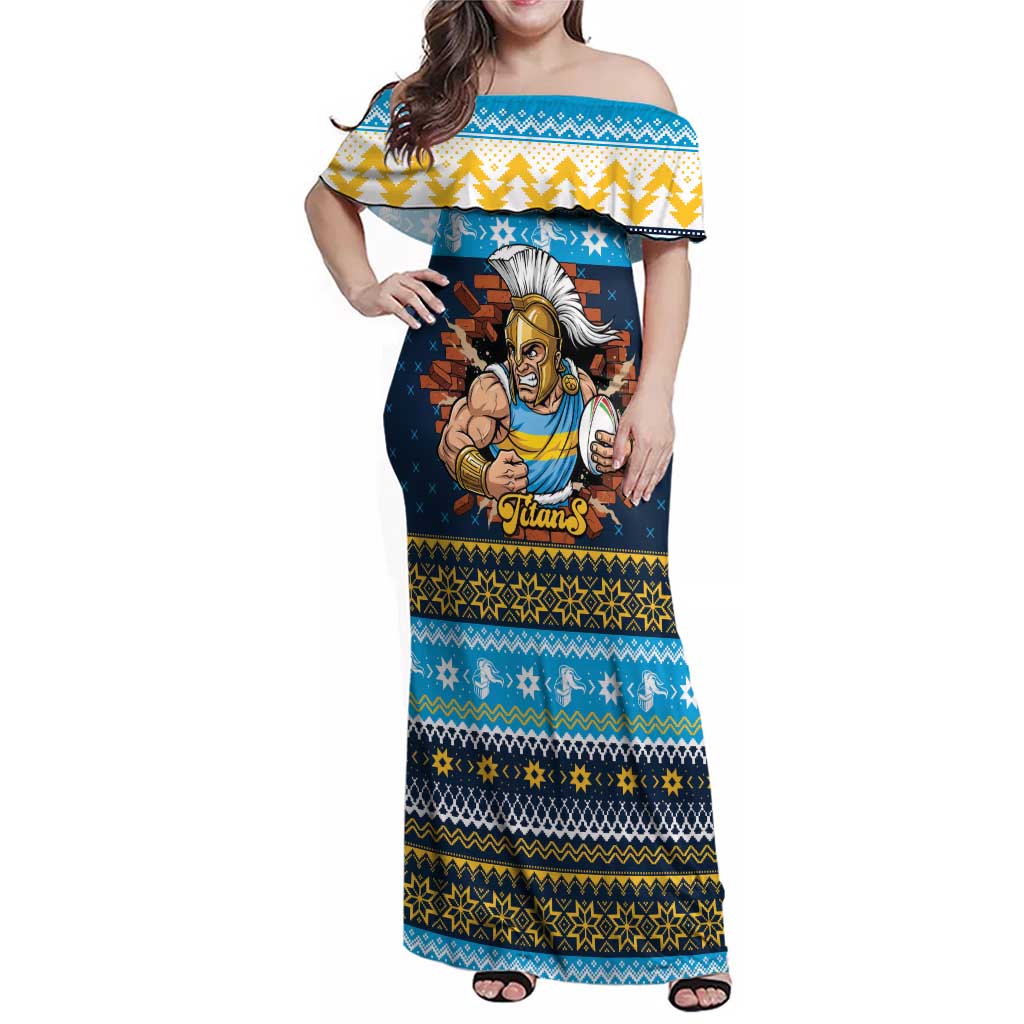 Santa’s Titan Warrior Personalized Family Matching Off Shoulder Maxi Dress and Hawaiian Shirt Christmas Rugby League Spirit - Aussie Hoodie