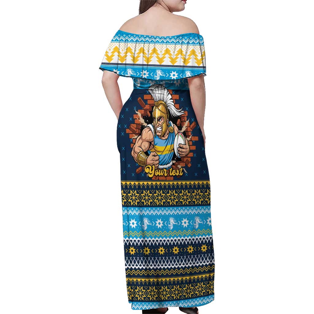 Santa’s Titan Warrior Personalized Family Matching Off Shoulder Maxi Dress and Hawaiian Shirt Christmas Rugby League Spirit - Aussie Hoodie