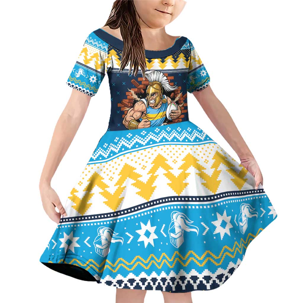 Santa’s Titan Warrior Personalized Family Matching Off Shoulder Short Dress and Hawaiian Shirt Christmas Rugby League Spirit - Aussie Hoodie