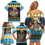 Santa’s Titan Warrior Personalized Family Matching Off Shoulder Short Dress and Hawaiian Shirt Christmas Rugby League Spirit - Aussie Hoodie