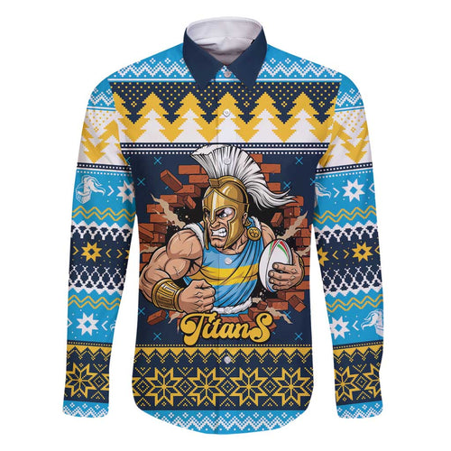 Santa’s Titan Warrior Personalized Family Matching Off Shoulder Short Dress and Hawaiian Shirt Christmas Rugby League Spirit - Aussie Hoodie