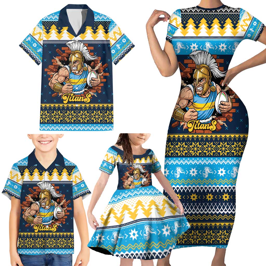 Santa’s Titan Warrior Personalized Family Matching Short Sleeve Bodycon Dress and Hawaiian Shirt Christmas Rugby League Spirit - Aussie Hoodie