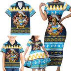 Santa’s Titan Warrior Personalized Family Matching Short Sleeve Bodycon Dress and Hawaiian Shirt Christmas Rugby League Spirit - Aussie Hoodie