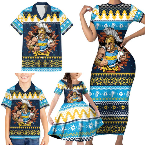Santa’s Titan Warrior Personalized Family Matching Short Sleeve Bodycon Dress and Hawaiian Shirt Christmas Rugby League Spirit - Aussie Hoodie