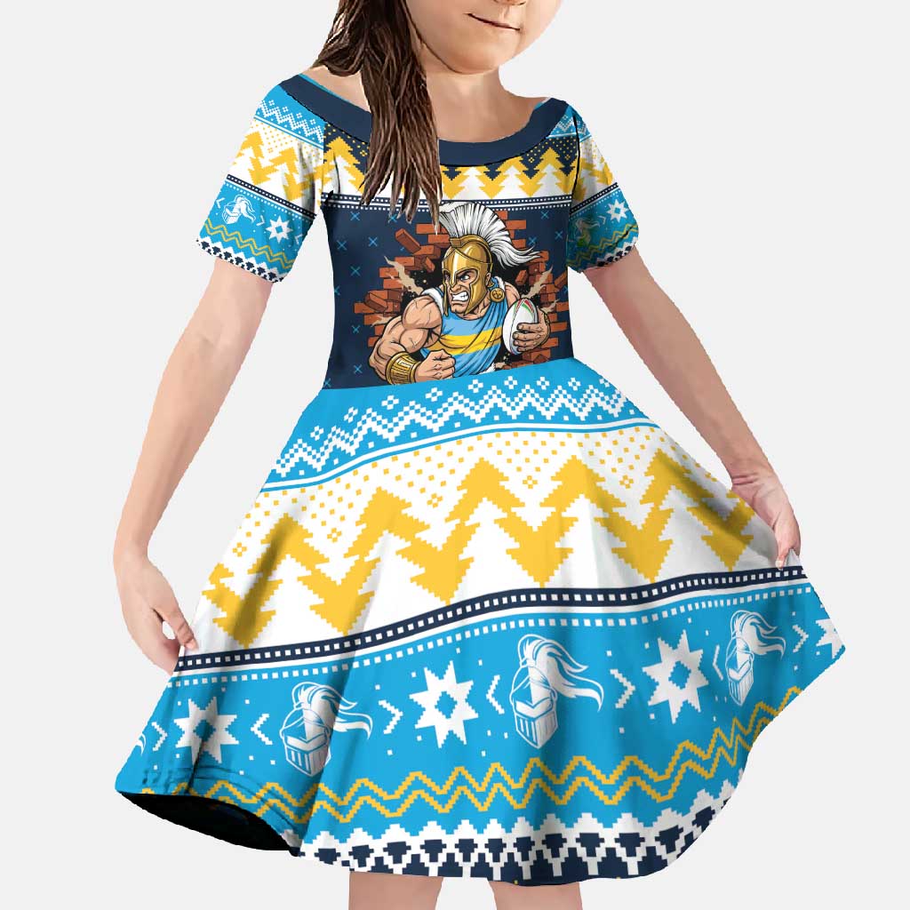 Santa’s Titan Warrior Personalized Family Matching Short Sleeve Bodycon Dress and Hawaiian Shirt Christmas Rugby League Spirit - Aussie Hoodie