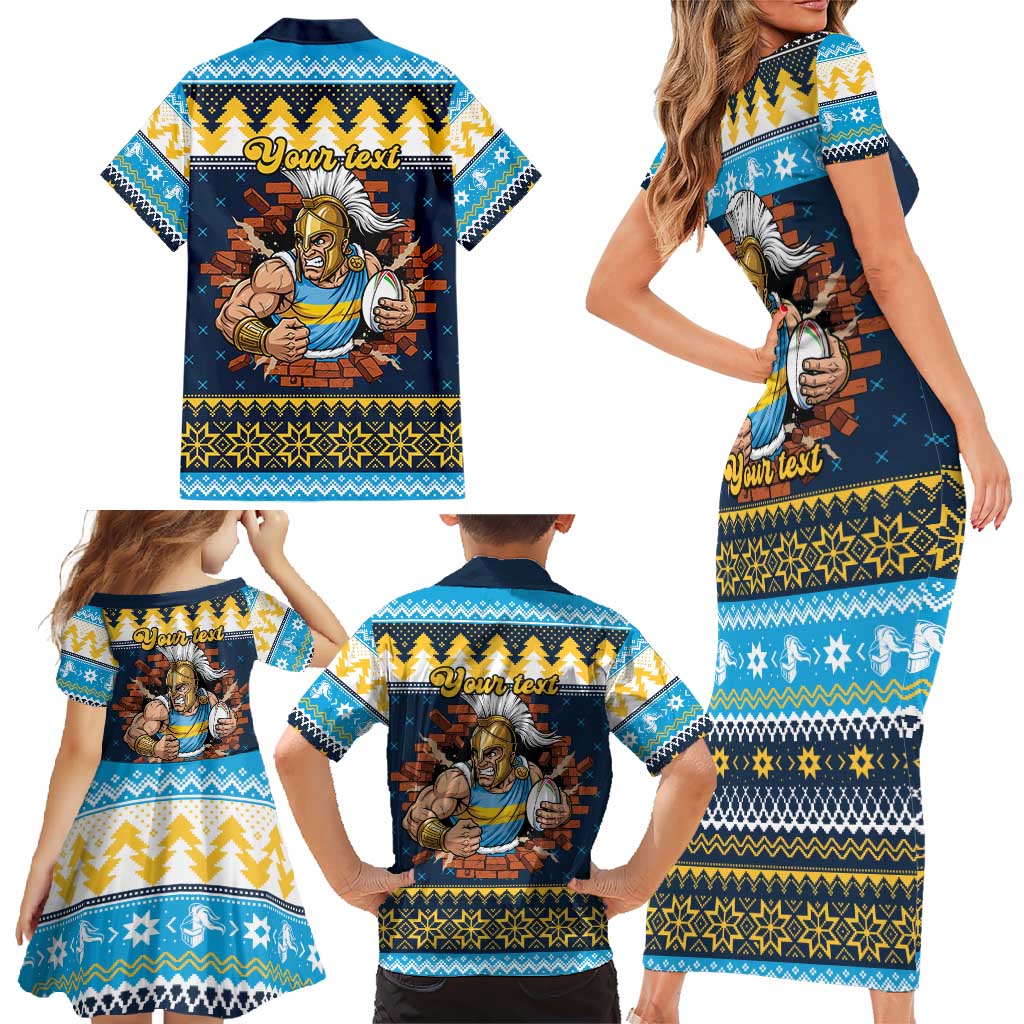 Santa’s Titan Warrior Personalized Family Matching Short Sleeve Bodycon Dress and Hawaiian Shirt Christmas Rugby League Spirit - Aussie Hoodie