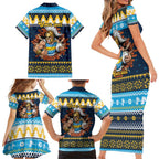 Santa’s Titan Warrior Personalized Family Matching Short Sleeve Bodycon Dress and Hawaiian Shirt Christmas Rugby League Spirit - Aussie Hoodie