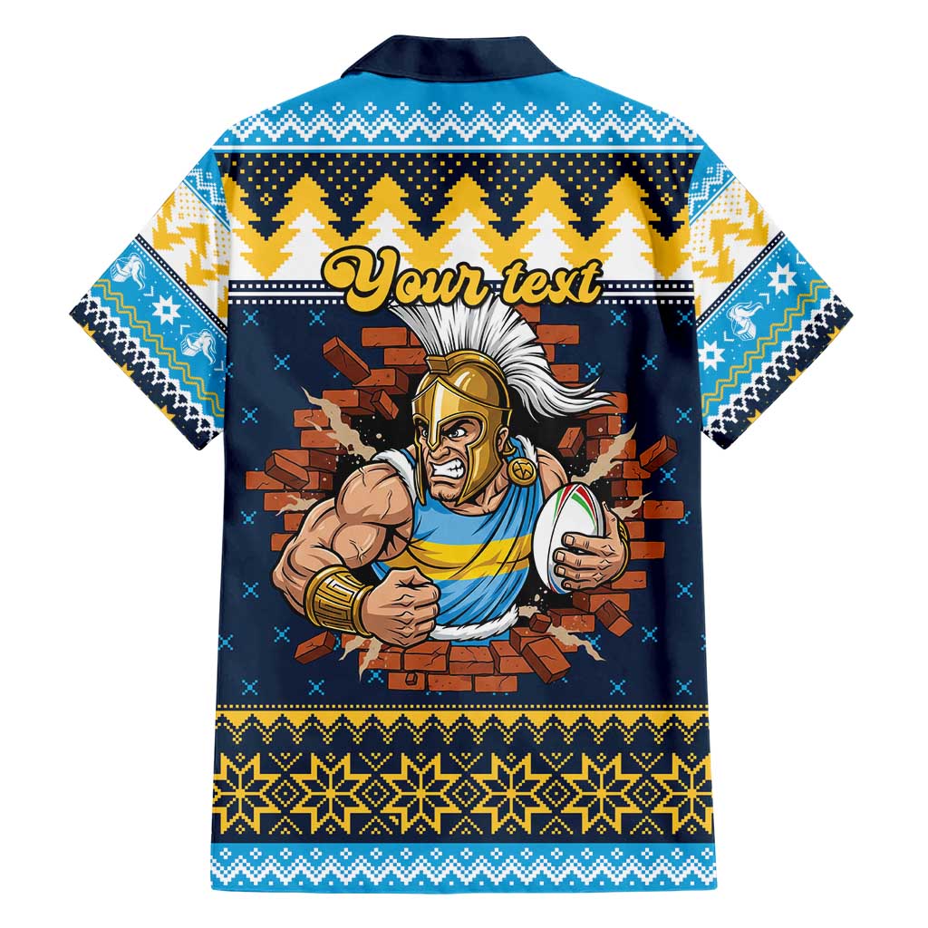 Santa’s Titan Warrior Personalized Family Matching Short Sleeve Bodycon Dress and Hawaiian Shirt Christmas Rugby League Spirit - Aussie Hoodie