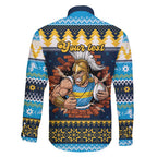 Santa’s Titan Warrior Personalized Family Matching Short Sleeve Bodycon Dress and Hawaiian Shirt Christmas Rugby League Spirit - Aussie Hoodie