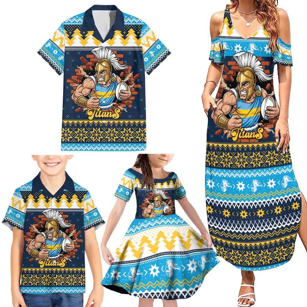 Santa’s Titan Warrior Personalized Family Matching Summer Maxi Dress and Hawaiian Shirt Christmas Rugby League Spirit - Aussie Hoodie