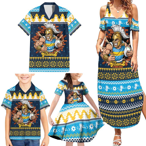 Santa’s Titan Warrior Personalized Family Matching Summer Maxi Dress and Hawaiian Shirt Christmas Rugby League Spirit - Aussie Hoodie