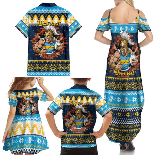 Santa’s Titan Warrior Personalized Family Matching Summer Maxi Dress and Hawaiian Shirt Christmas Rugby League Spirit - Aussie Hoodie