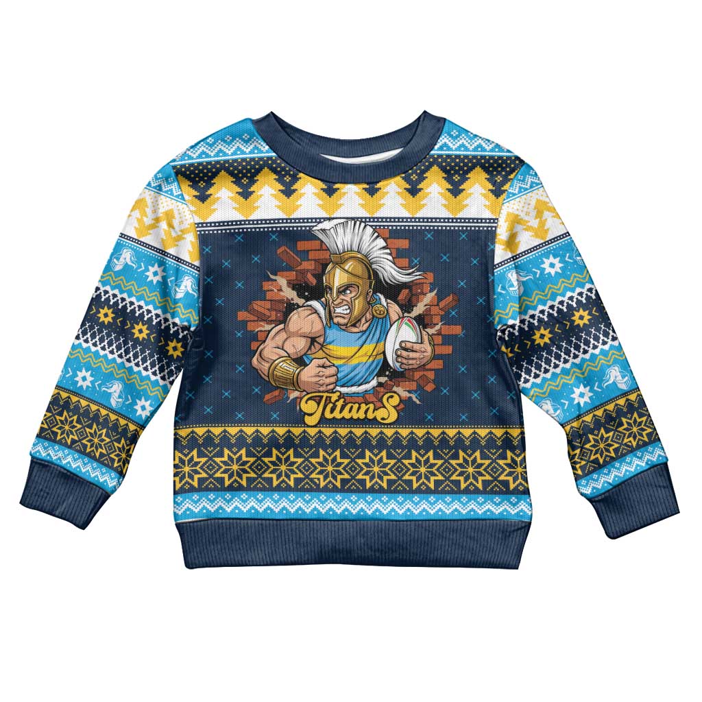 Santa’s Titan Warrior Personalized Kid Ugly Christmas Sweater Christmas Rugby League Spirit - Aussie Hoodie