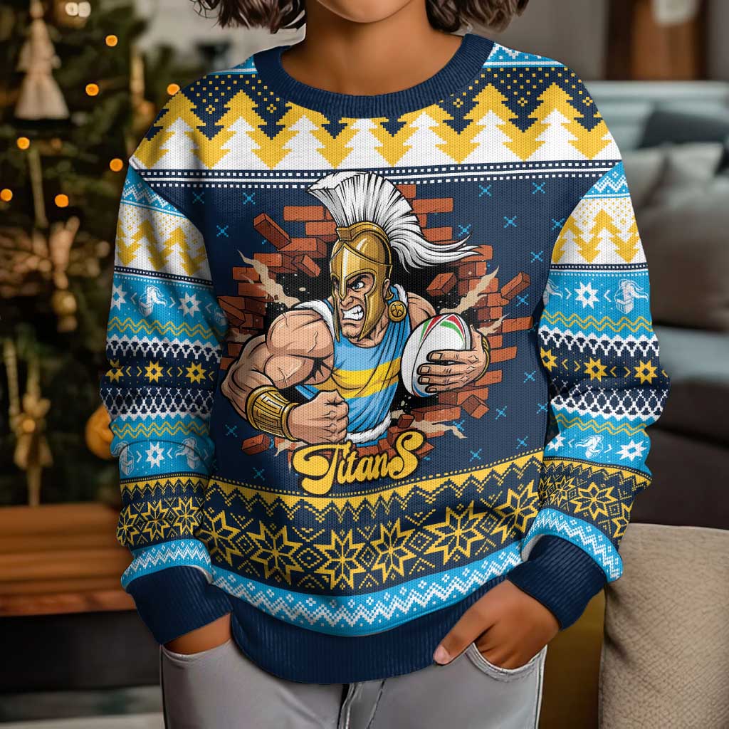 Santa’s Titan Warrior Personalized Kid Ugly Christmas Sweater Christmas Rugby League Spirit - Aussie Hoodie