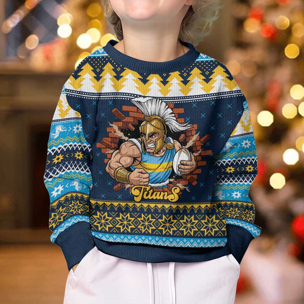 Santa’s Titan Warrior Personalized Kid Ugly Christmas Sweater Christmas Rugby League Spirit - Aussie Hoodie