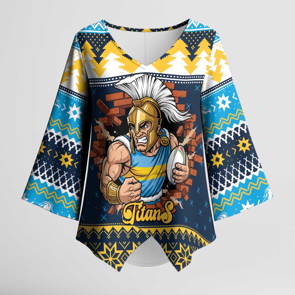 Santa’s Titan Warrior Personalized Kimono Sleeve Blouse Christmas Rugby League Spirit - Aussie Hoodie