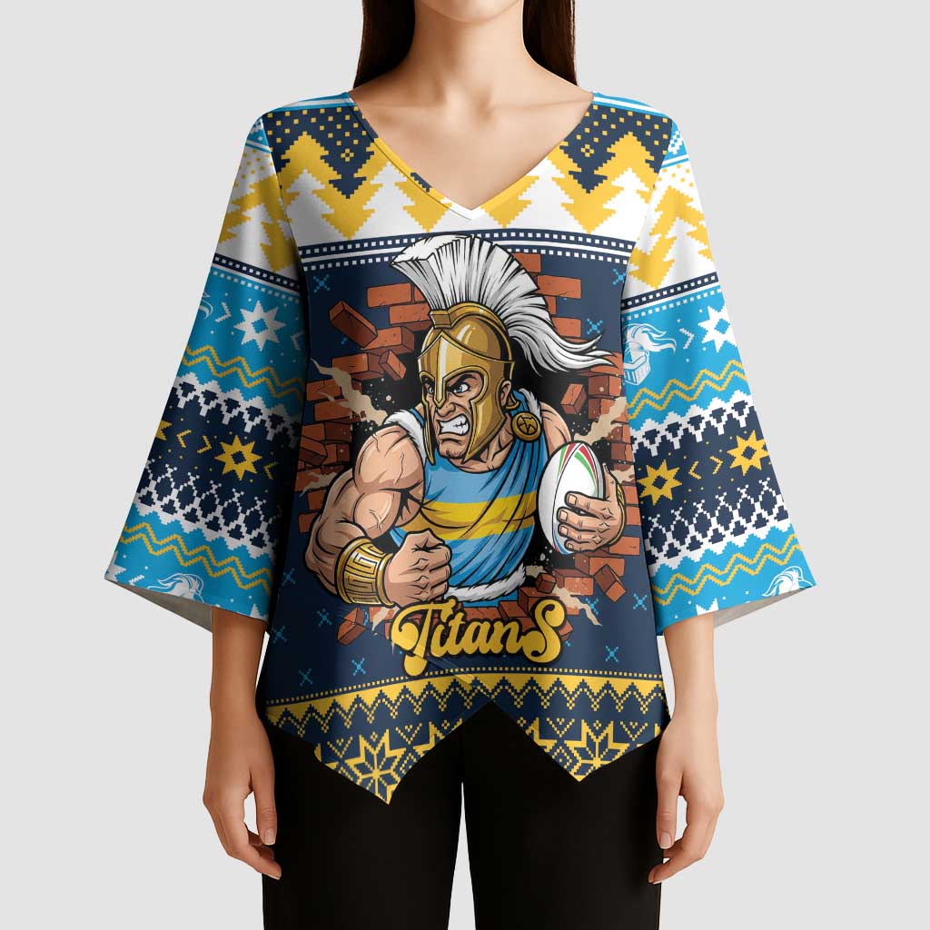 Santa’s Titan Warrior Personalized Kimono Sleeve Blouse Christmas Rugby League Spirit - Aussie Hoodie