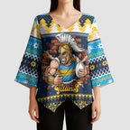 Santa’s Titan Warrior Personalized Kimono Sleeve Blouse Christmas Rugby League Spirit - Aussie Hoodie