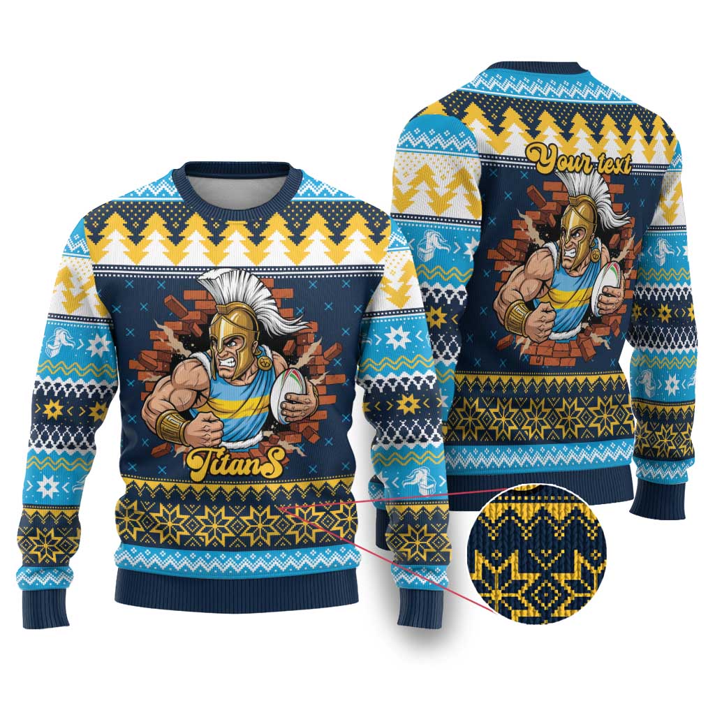 Santa’s Titan Warrior Personalized Ugly Christmas Sweater Christmas Rugby League Spirit - Aussie Hoodie
