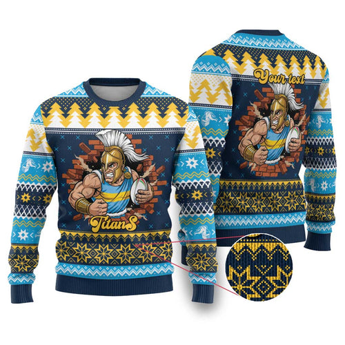 Santa’s Titan Warrior Personalized Ugly Christmas Sweater Christmas Rugby League Spirit - Aussie Hoodie