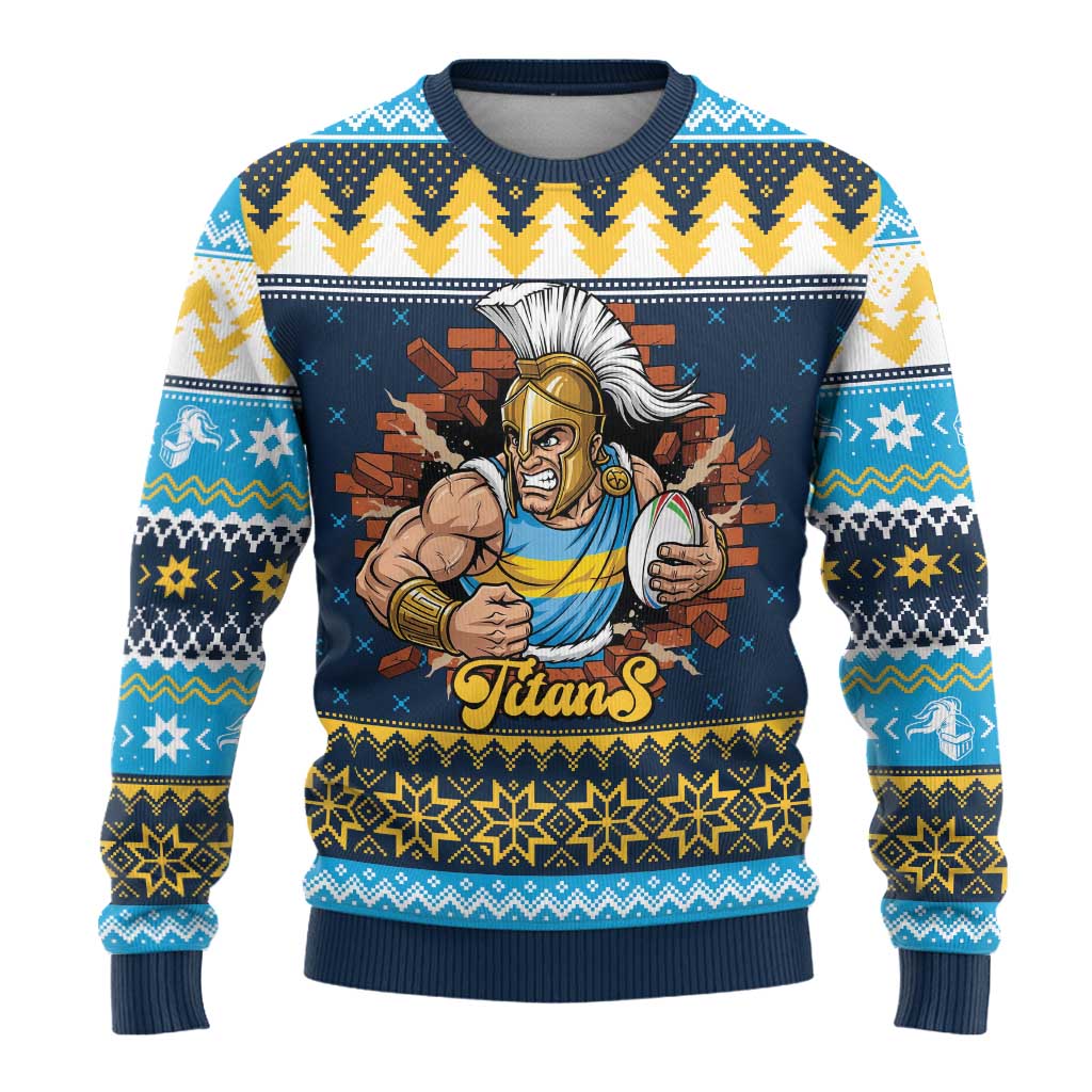 Santa’s Titan Warrior Personalized Ugly Christmas Sweater Christmas Rugby League Spirit - Aussie Hoodie