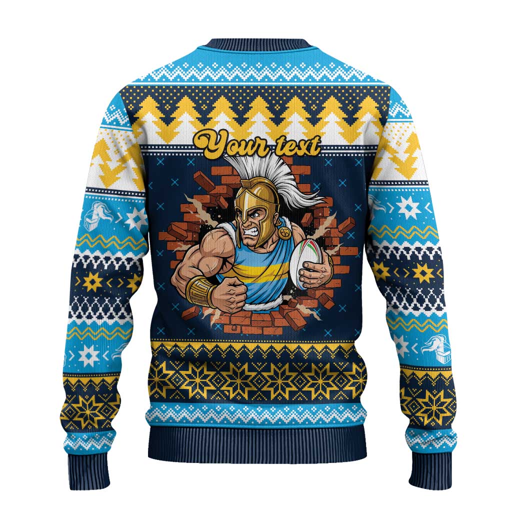 Santa’s Titan Warrior Personalized Ugly Christmas Sweater Christmas Rugby League Spirit - Aussie Hoodie