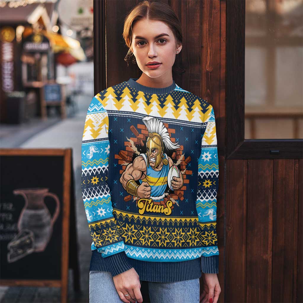 Santa’s Titan Warrior Personalized Ugly Christmas Sweater Christmas Rugby League Spirit - Aussie Hoodie