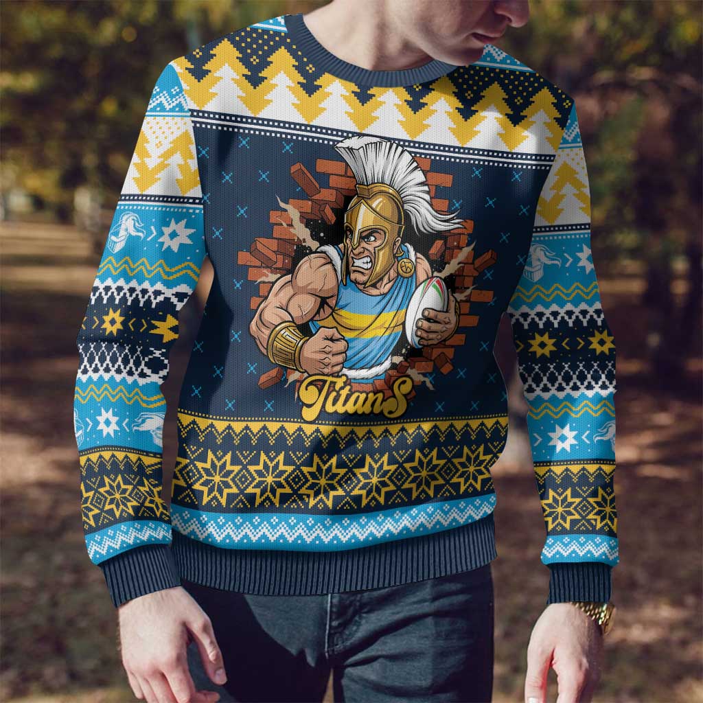 Santa’s Titan Warrior Personalized Ugly Christmas Sweater Christmas Rugby League Spirit - Aussie Hoodie
