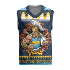 Santa’s Titan Warrior Personalized Christmas Knitted V-Neck Vest Christmas Rugby League Spirit - Aussie Hoodie