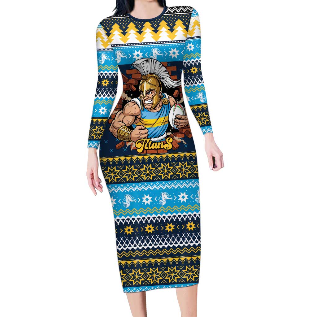 Santa’s Titan Warrior Personalized Long Sleeve Bodycon Dress Christmas Rugby League Spirit - Aussie Hoodie
