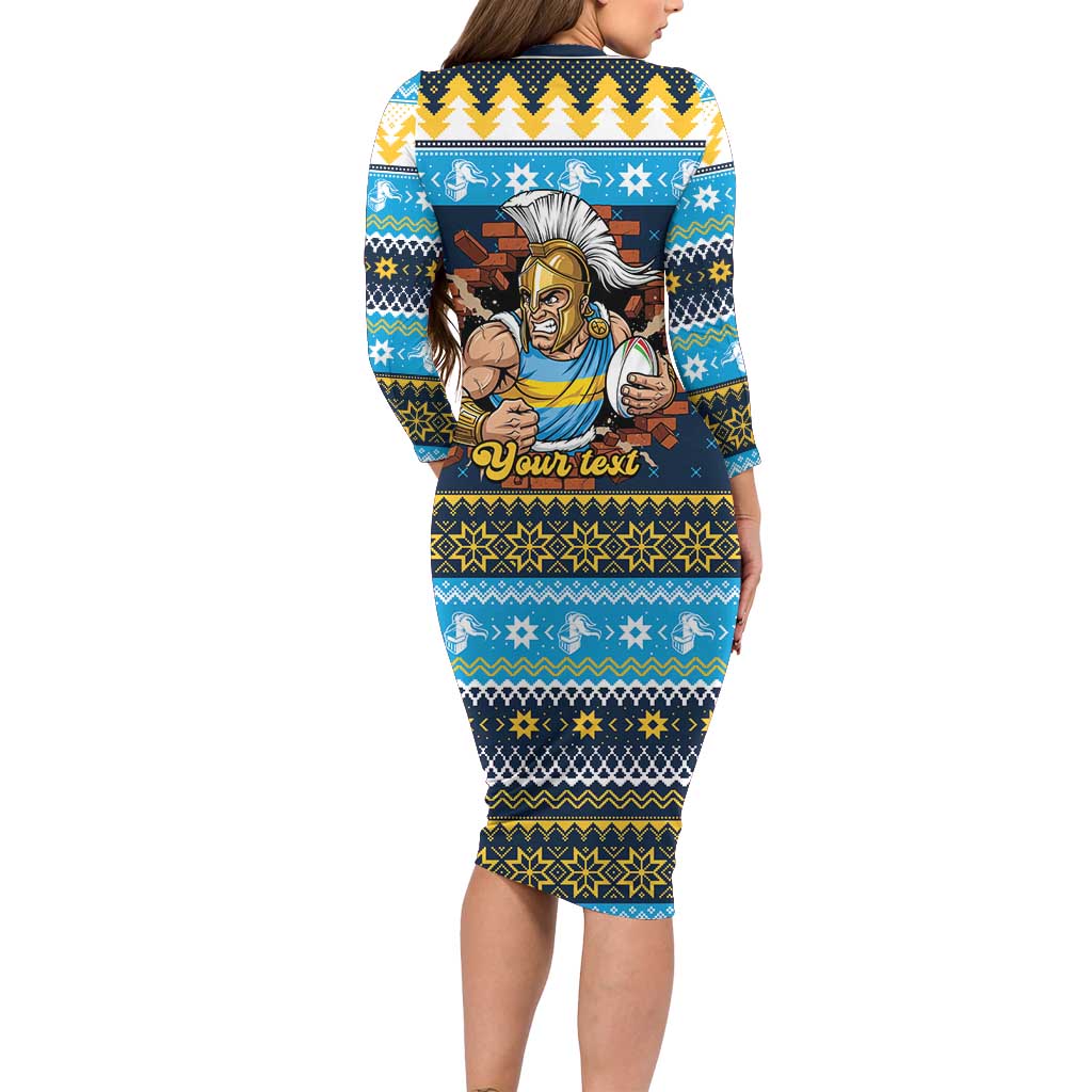 Santa’s Titan Warrior Personalized Long Sleeve Bodycon Dress Christmas Rugby League Spirit - Aussie Hoodie