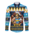 Santa’s Titan Warrior Personalized Long Sleeve Button Shirt Christmas Rugby League Spirit - Aussie Hoodie