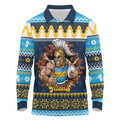 Santa’s Titan Warrior Personalized Long Sleeve Polo Shirt Christmas Rugby League Spirit - Aussie Hoodie