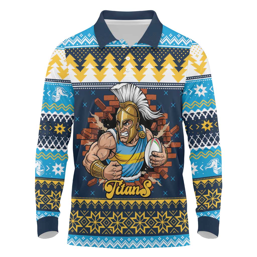 Santa’s Titan Warrior Personalized Long Sleeve Polo Shirt Christmas Rugby League Spirit - Aussie Hoodie