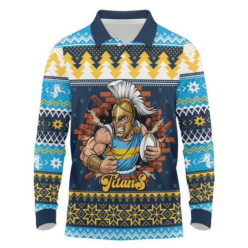 Santa’s Titan Warrior Personalized Long Sleeve Polo Shirt Christmas Rugby League Spirit - Aussie Hoodie