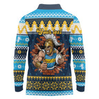 Santa’s Titan Warrior Personalized Long Sleeve Polo Shirt Christmas Rugby League Spirit - Aussie Hoodie