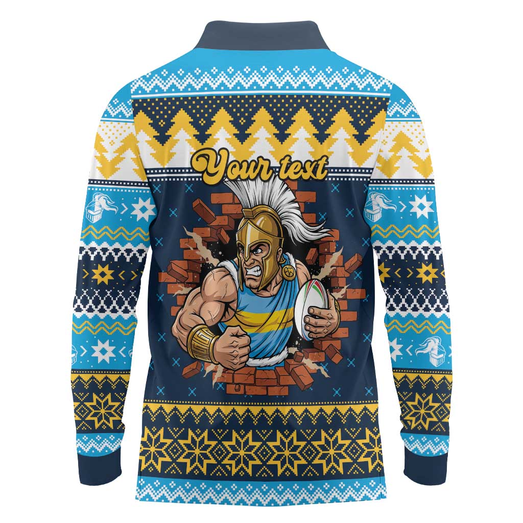 Santa’s Titan Warrior Personalized Long Sleeve Polo Shirt Christmas Rugby League Spirit - Aussie Hoodie