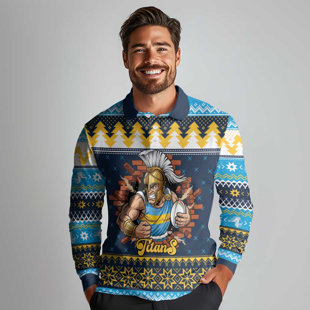 Santa’s Titan Warrior Personalized Long Sleeve Polo Shirt Christmas Rugby League Spirit - Aussie Hoodie
