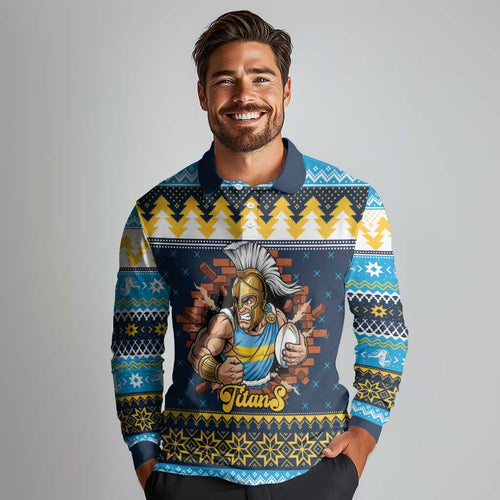 Santa’s Titan Warrior Personalized Long Sleeve Polo Shirt Christmas Rugby League Spirit - Aussie Hoodie