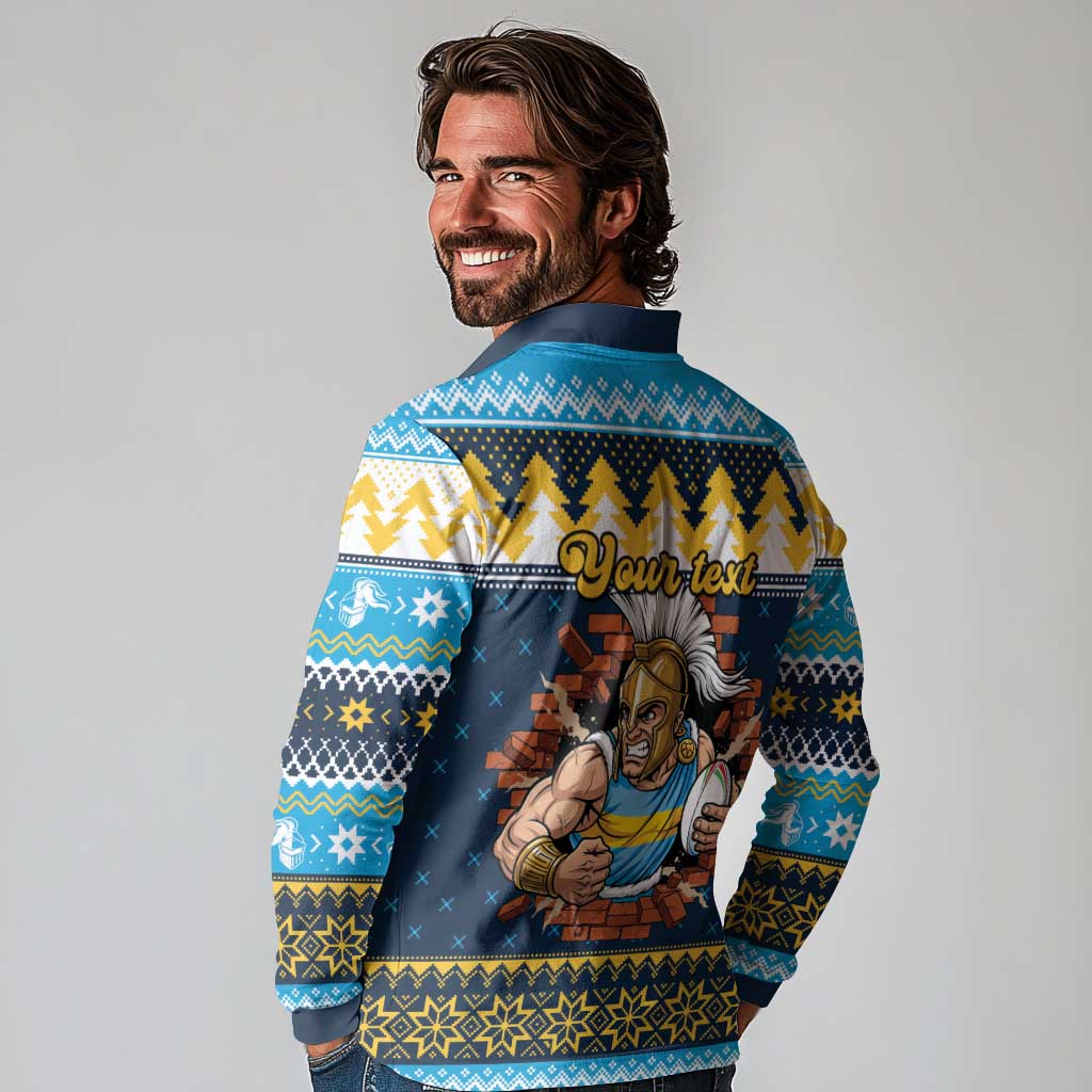 Santa’s Titan Warrior Personalized Long Sleeve Polo Shirt Christmas Rugby League Spirit - Aussie Hoodie