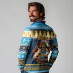 Santa’s Titan Warrior Personalized Long Sleeve Polo Shirt Christmas Rugby League Spirit - Aussie Hoodie